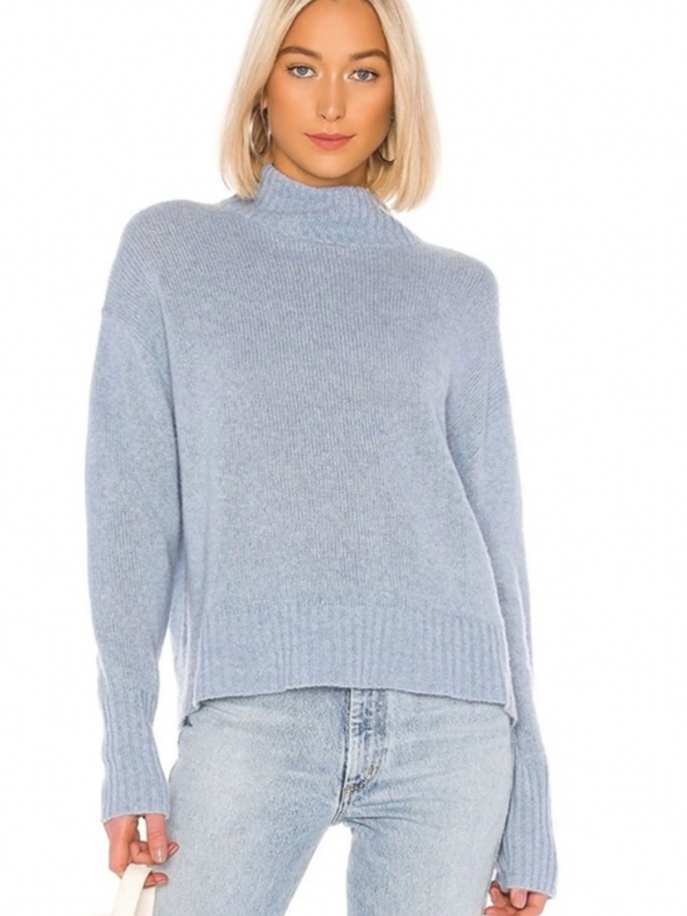 🩷🩷 ultra soft dusty blue 💯 cashmere mockneck💕💕
